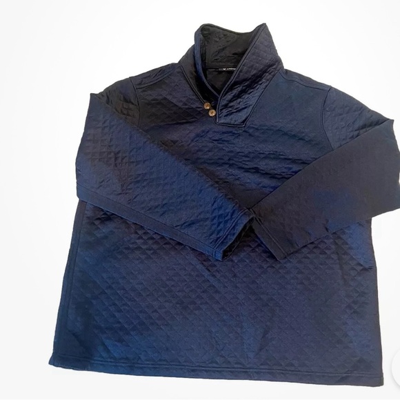 Men’s XXL Cremieux Pull Over Quarter Button Navy Blue Quilted fall / winter - Picture 2 of 7
